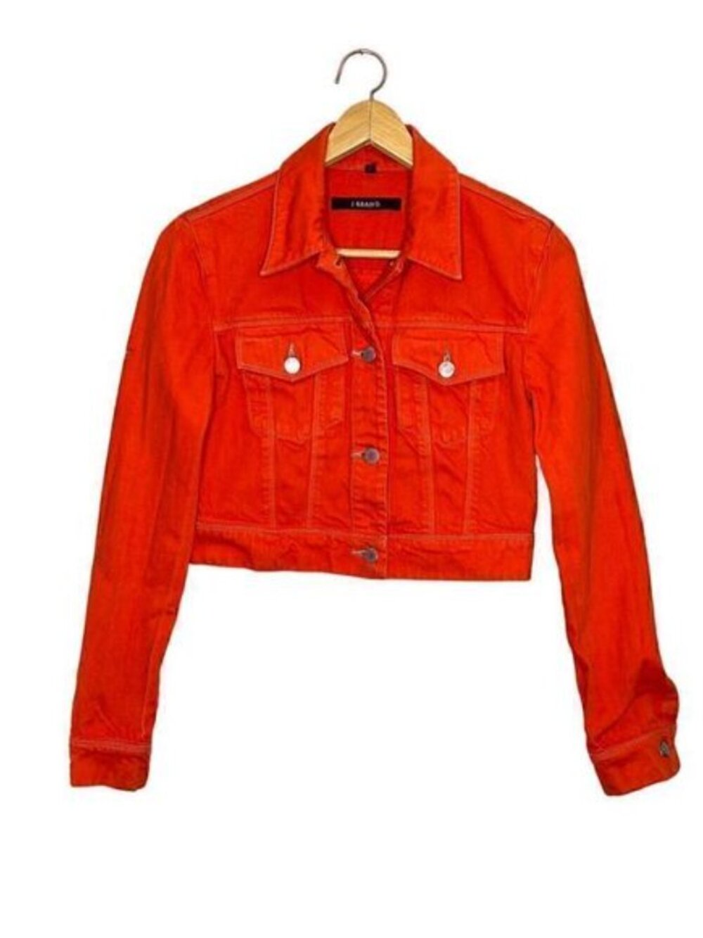 J Brand Womens Orange Faye Crop Denim Jean Jacket Size XS - Picture 2 of 7
